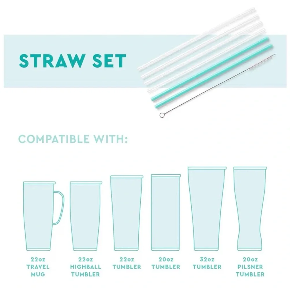 Swig Life NWT Reusable Gold Leopard + Red Tall Straw Set
